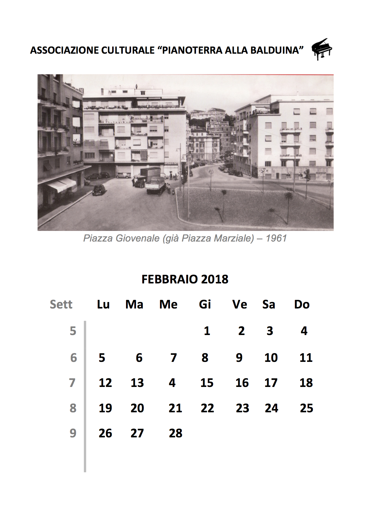 Il Calendario di Pianoterra – Febbraio 2018
