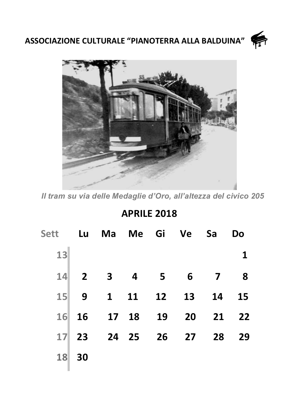 Il Calendario di Pianoterra – Aprile 2018